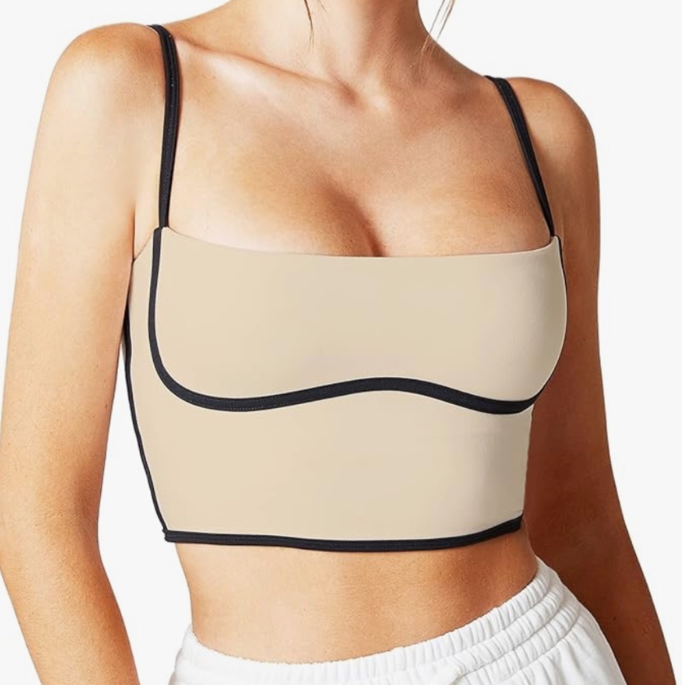 Move With You Sleeveless Spaghetti Strap Sports Bra Tank Tops Square Neck